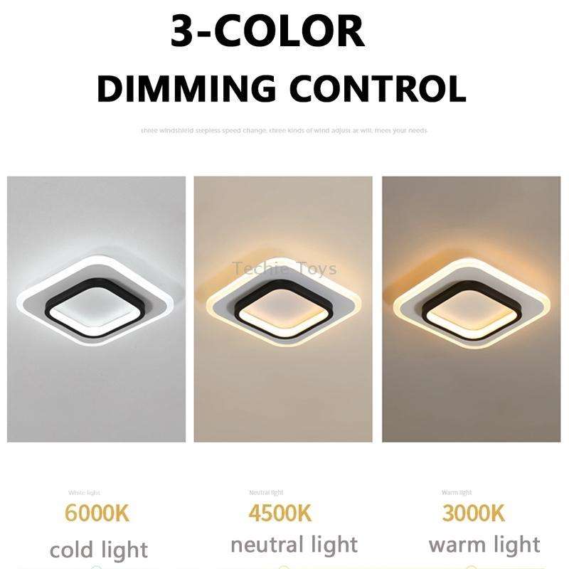 20W 3-color Dimming Aisle Light LED Entrance Corridor Cloakroom Ceiling Light Black Square