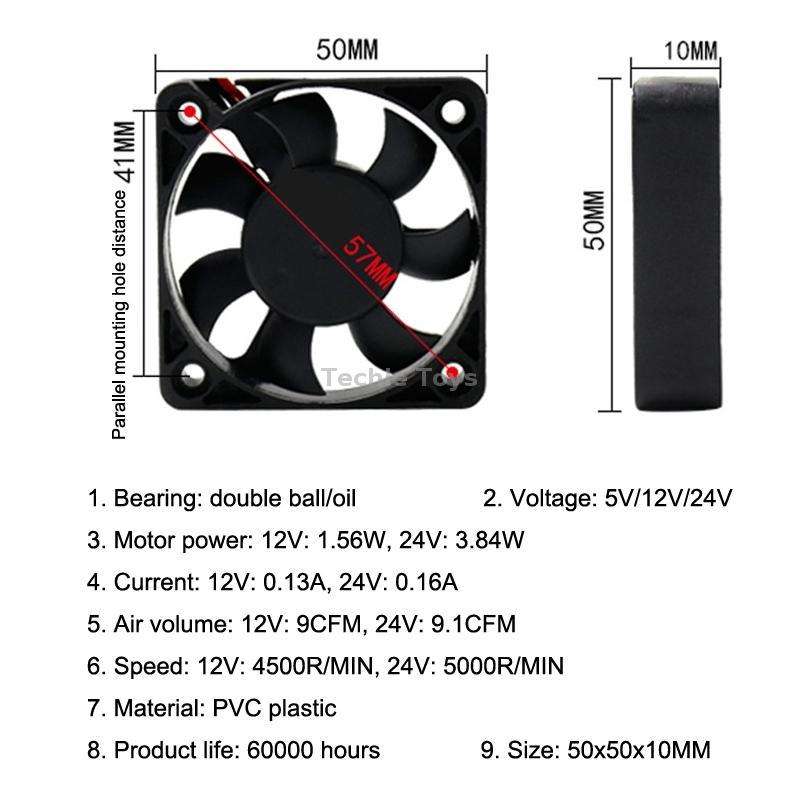 3pcs XIN RUI FENG 12V Oil Bearing 5cm Silent DC Cooling Fan