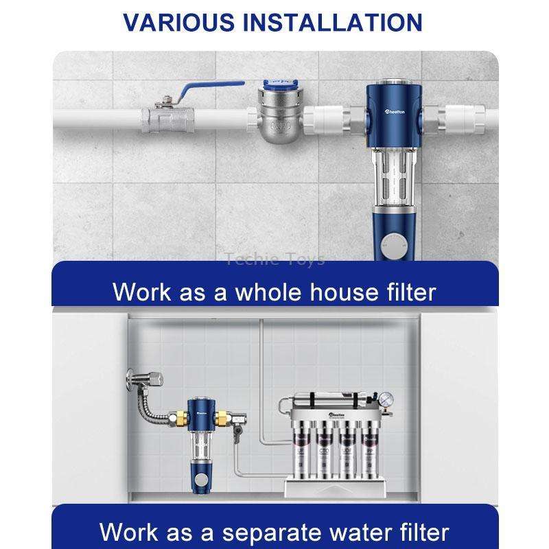 WHEELTON WHT-P0038 Home Whole House High Flow Pre-filter Automatic Rotating Central Water Purifier