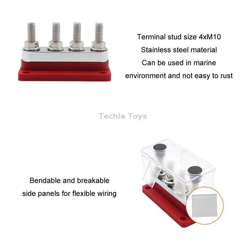 600A 48V RV&Ship Modification 4-way Large Electric DC Busbar(AOA4713CR-M10)
