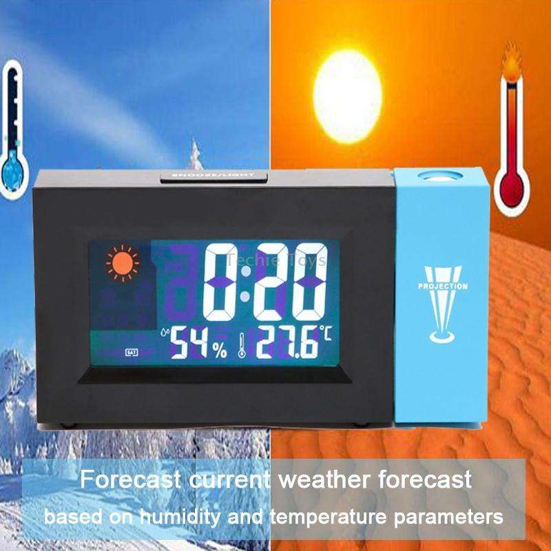 8290 Electronic Colour Screen Weather Clock Weather Forecast Projection Clock Rotatable Digital Cloc