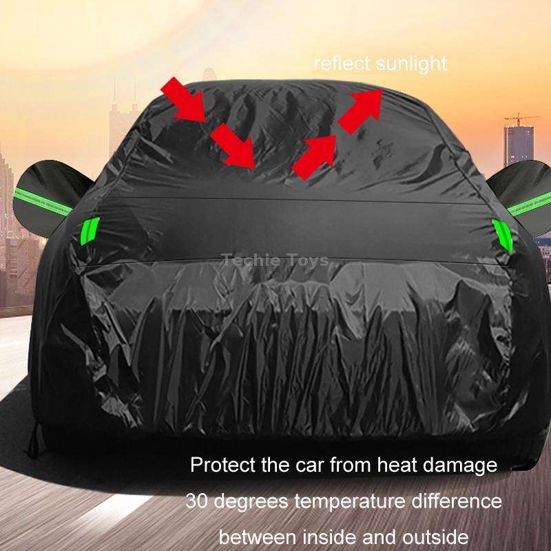 190T Silver Coated Cloth Car Rain Sun Protection Car Cover with Reflective Strip, Size: XXL