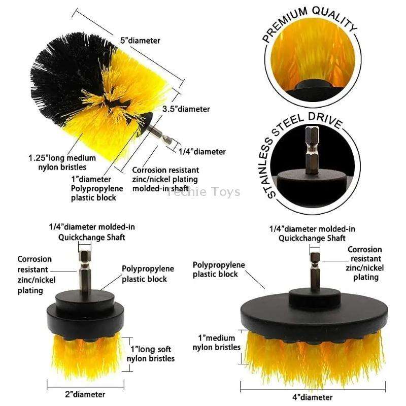 31pcs/set Electric Drill Brush Kitchen Bathroom Wall Cleaning Set(Yellow)