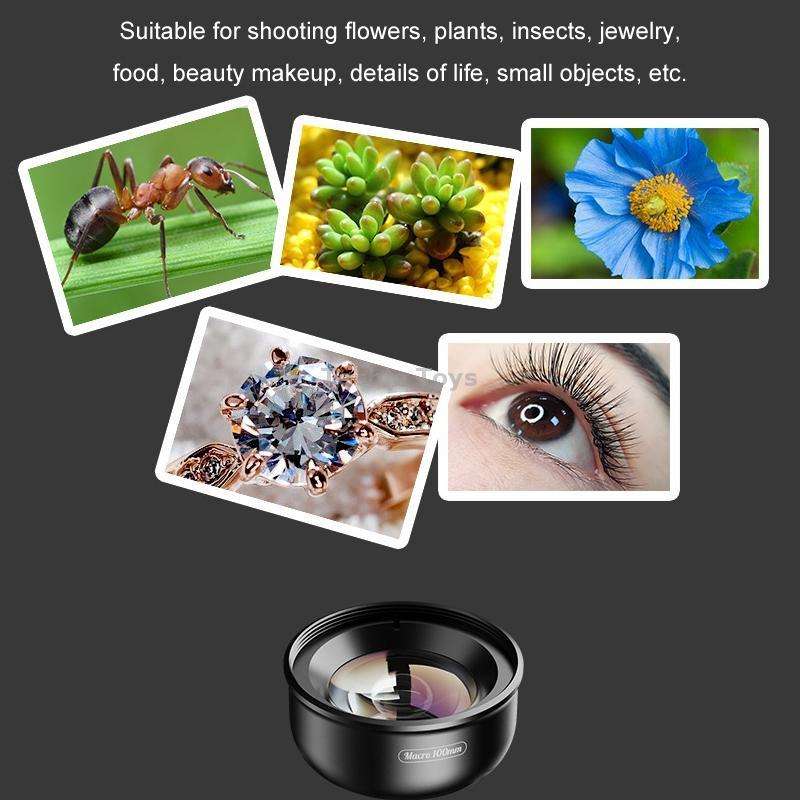 APEXEL CM-HB100CPL HB100mm HD External Macro Mobile Phone Lens with CPL(Black)