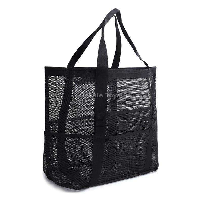 Large Capacity Mesh Swimming Tote Beach Bag(Black)