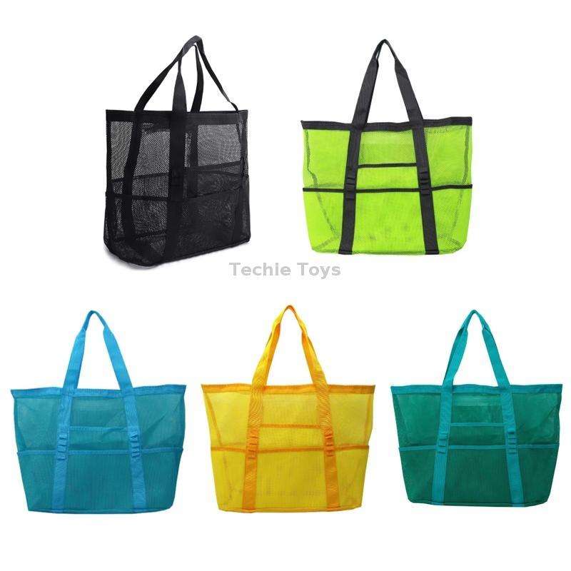 Large Capacity Mesh Swimming Tote Beach Bag(Black)