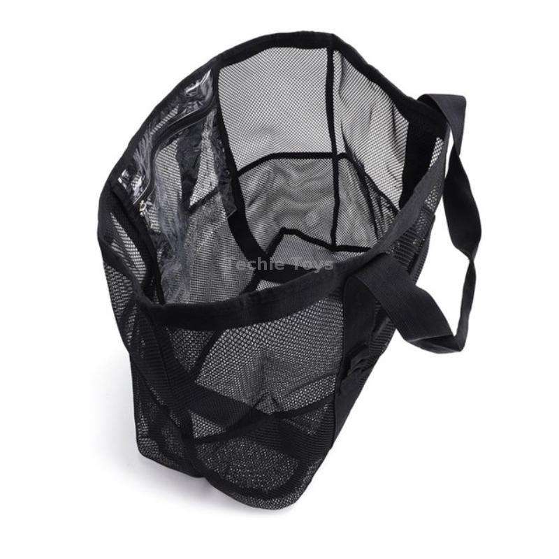 Large Capacity Mesh Swimming Tote Beach Bag(Black)
