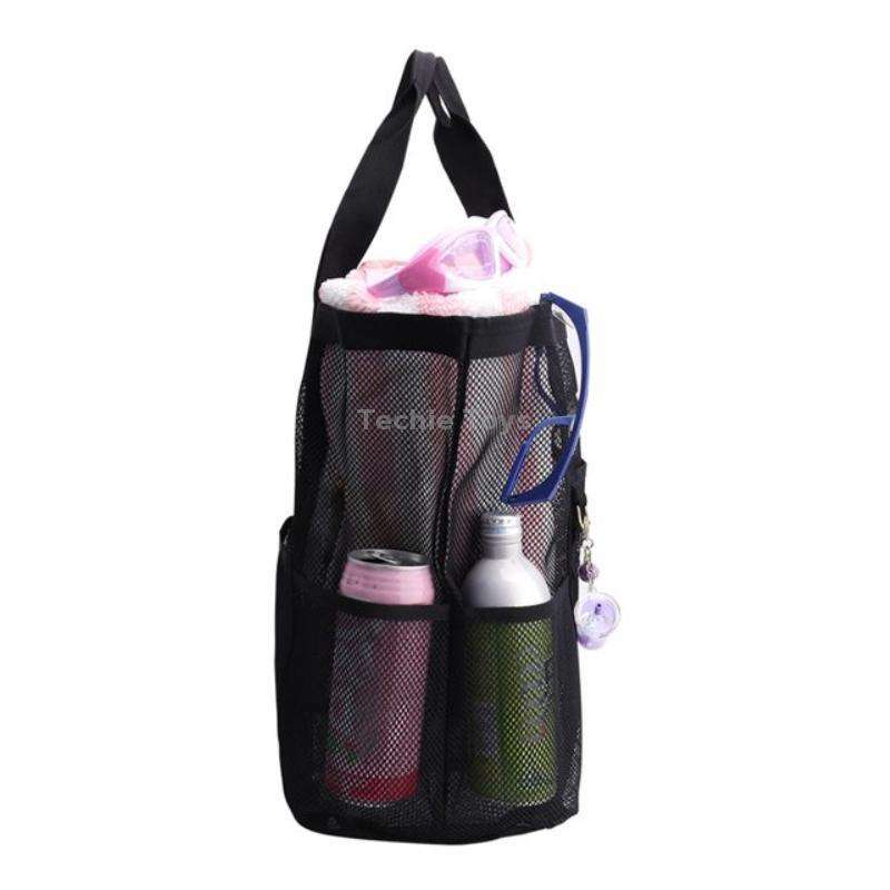 Large Capacity Mesh Swimming Tote Beach Bag(Black)