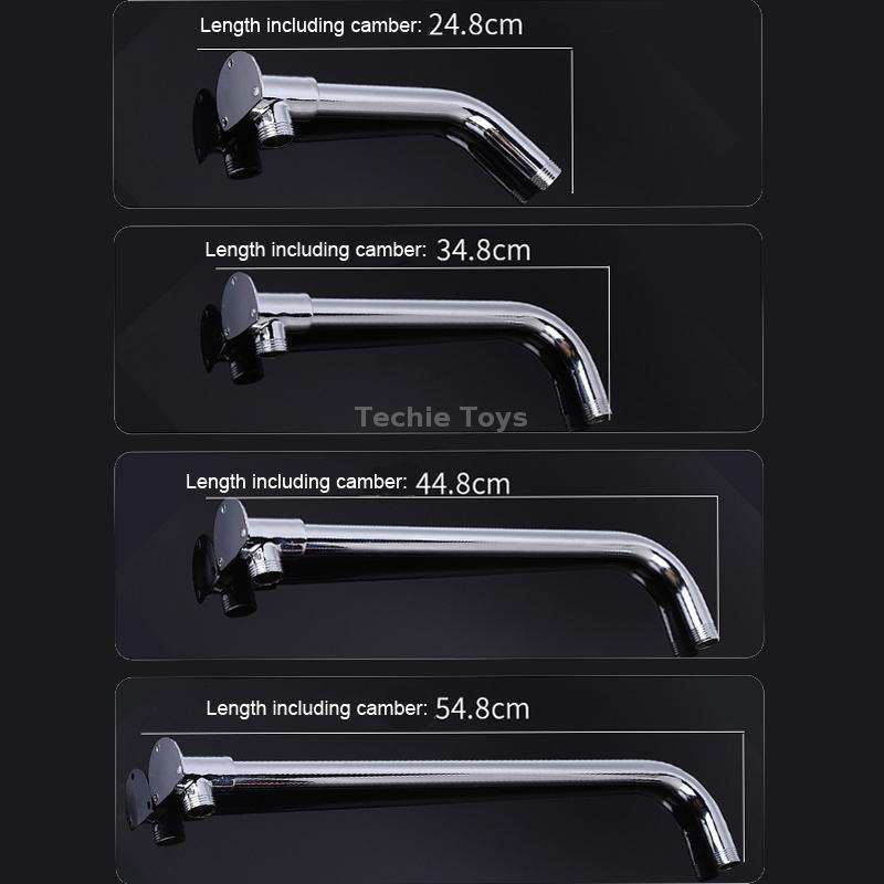 With Base Top Spray Rod Shower Tube Stainless Steel Shower Outlet Pipe Elbow, Size: 39cm