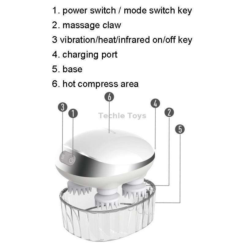 K111 Hot Compress Red Light Head Massager Electric Kneading Vibration Waterproof Head Instrument, Si