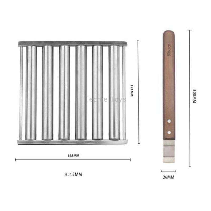 Hot Dog Sausage Grill Stainless Steel Wooden Handle BBQ Rack Kitchen Tools(Boxed)