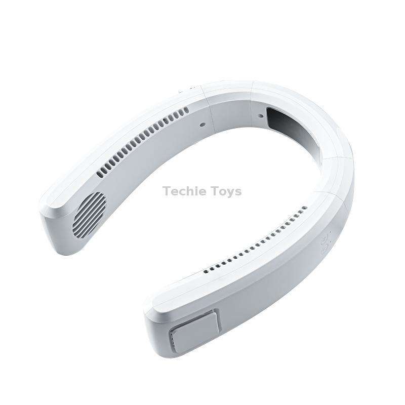 WT-F54 Wind From All Sides Long Battery Life Semiconductor Cooling Hanging Neck Fan(White)