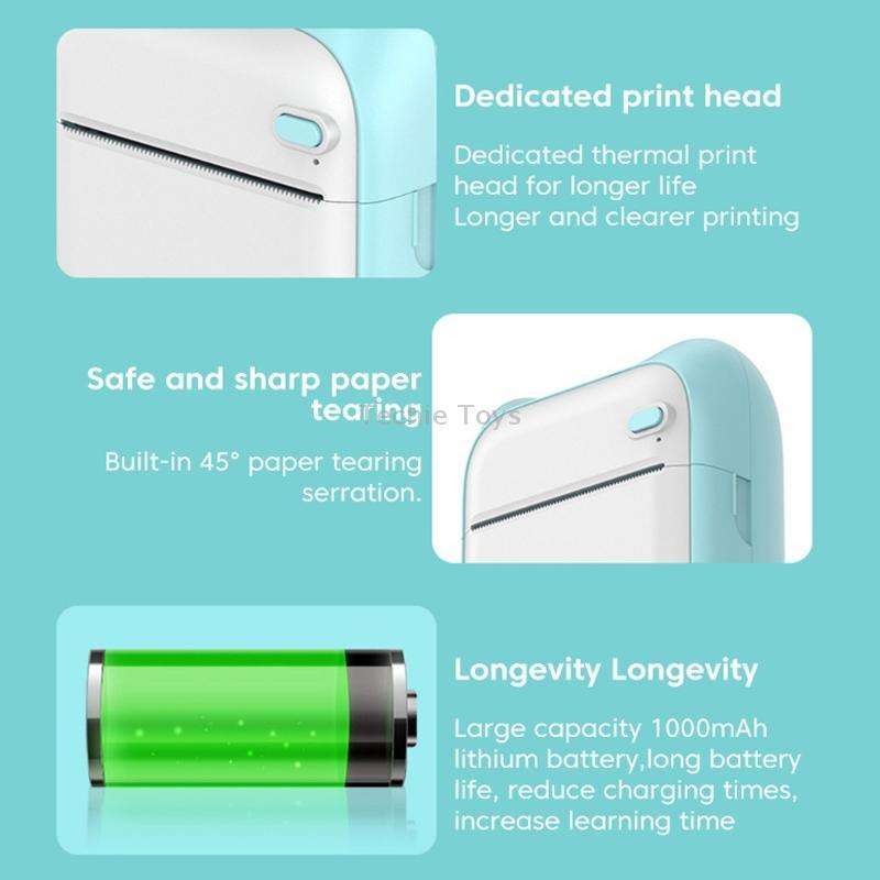 A31 Bluetooth Handheld Portable Self-adhesive Thermal Printer, Color: Blue+3 Rolls Colored Paper