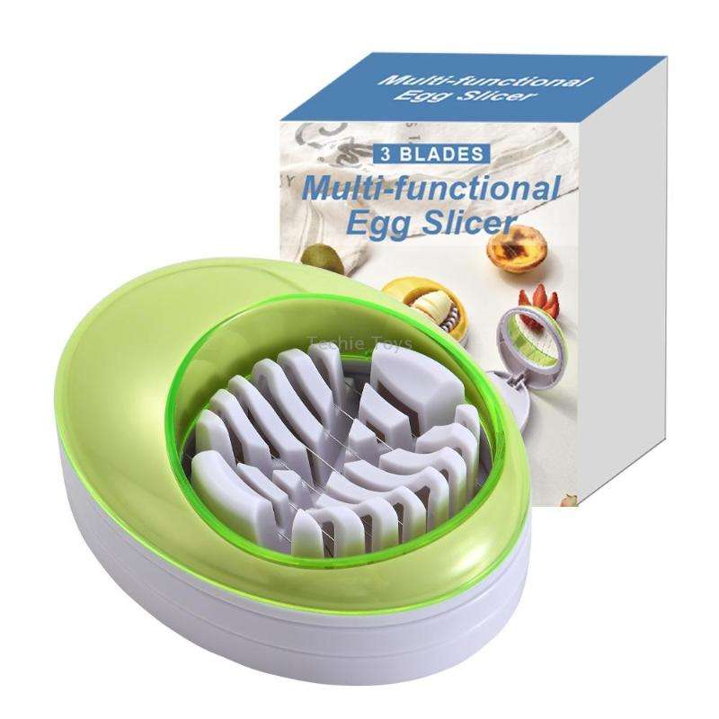 3-in-1 Kitchen Egg Slicer for Strawberry, Mushroom, Bananas , and Other Soft Fruit(Green)