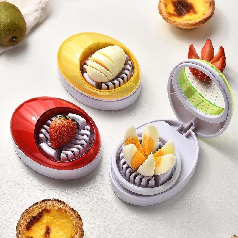 3-in-1 Kitchen Egg Slicer for Strawberry, Mushroom, Bananas , and Other Soft Fruit(Green)