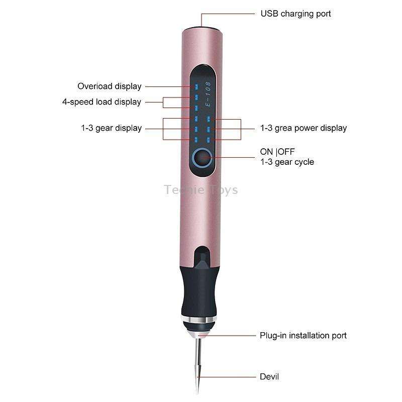 E108 38pcs/set Portable 2.35MM Chuck Mini Electric Drill Pen(Rose Gold)