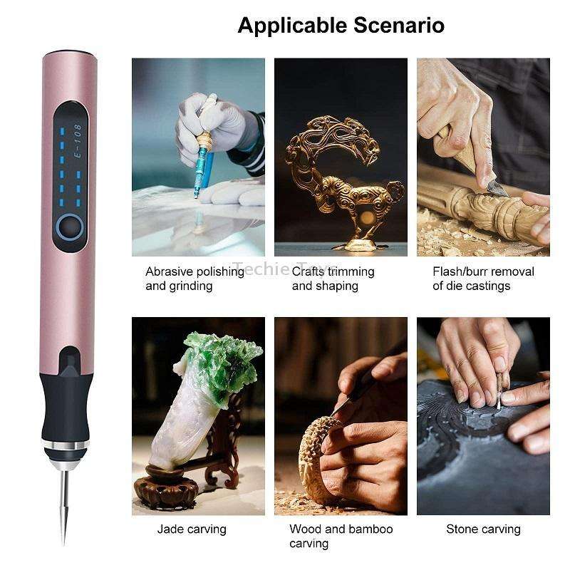 E108 38pcs/set Portable 2.35MM Chuck Mini Electric Drill Pen(Rose Gold)