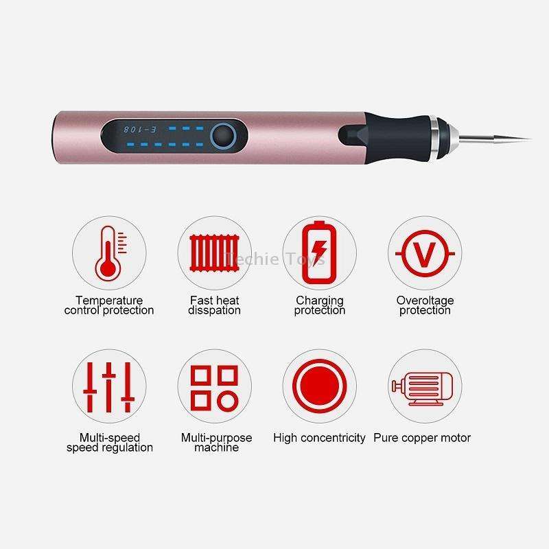 E108 38pcs/set Portable 2.35MM Chuck Mini Electric Drill Pen(Rose Gold)