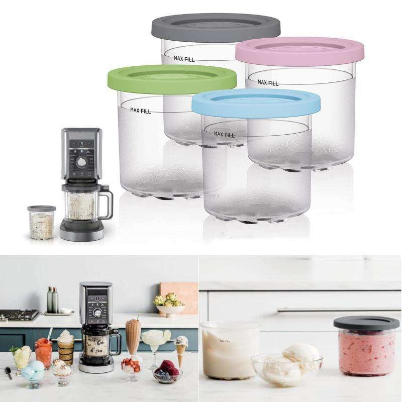 For Ninja NC299AMZ NC300 Ice Cream Storage Containers with Lids, Speci: 2 Cups+Spoon