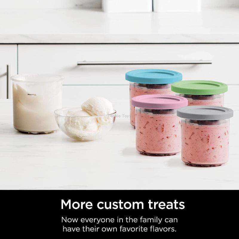 For Ninja NC299AMZ NC300 Ice Cream Storage Containers with Lids, Speci: 2 Cups+Spoon