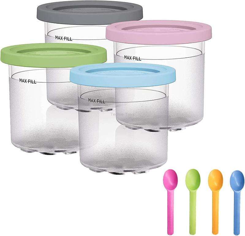 For Ninja NC299AMZ NC300 Ice Cream Storage Containers with Lids, Speci: 4 Cups+Spoon