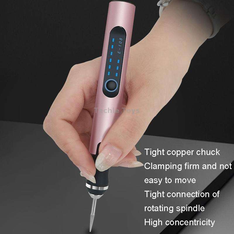SNJ-3681 Mini Engraving Pen Wireless Polishing Electric Grinder(Rose Gold Carving Template Set)