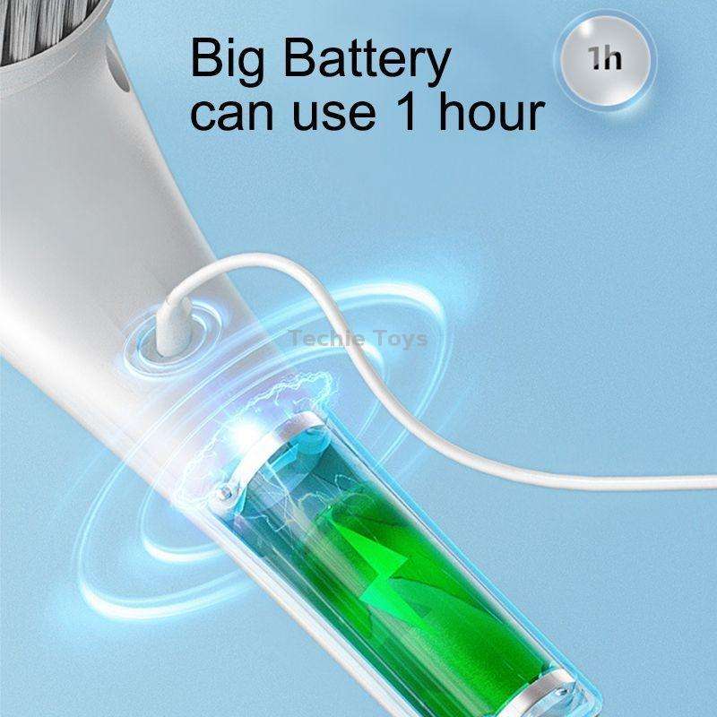 Multifunctional Electric Cleaning Brush Handheld Kitchen Dishwashing Brush with 5 Replacement Heads(