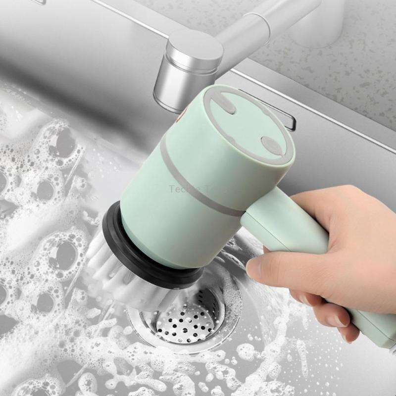 Wireless Electric Cleaning Brush USB Rechargeable Kitchen Bathtub Tile Cleaning Brushes Green 800 mA
