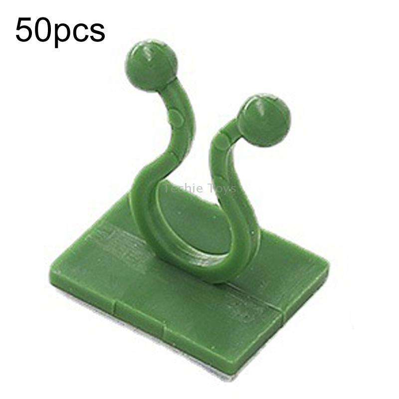 Large 50pcs Plant Climbing Wall Buckle Vine Traceless Plant Fixer Self-Adhesive Hooks(Green)