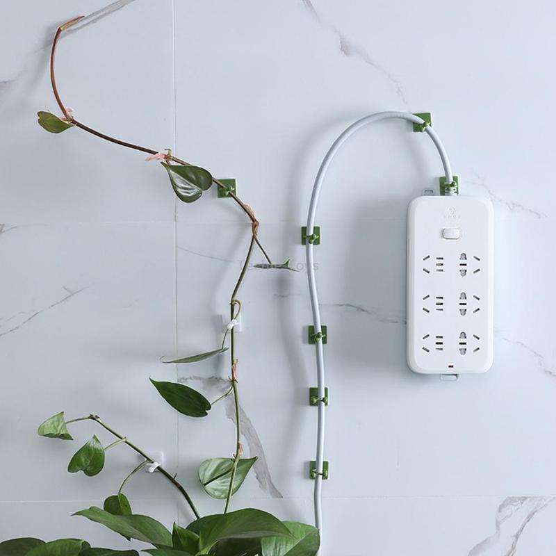 Large 50pcs Plant Climbing Wall Buckle Vine Traceless Plant Fixer Self-Adhesive Hooks(Green)