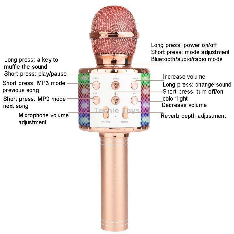 WS-858L LED Light Flashing Wireless Capacitance Microphone Comes With Audio Mobile Phone Bluetoon Li