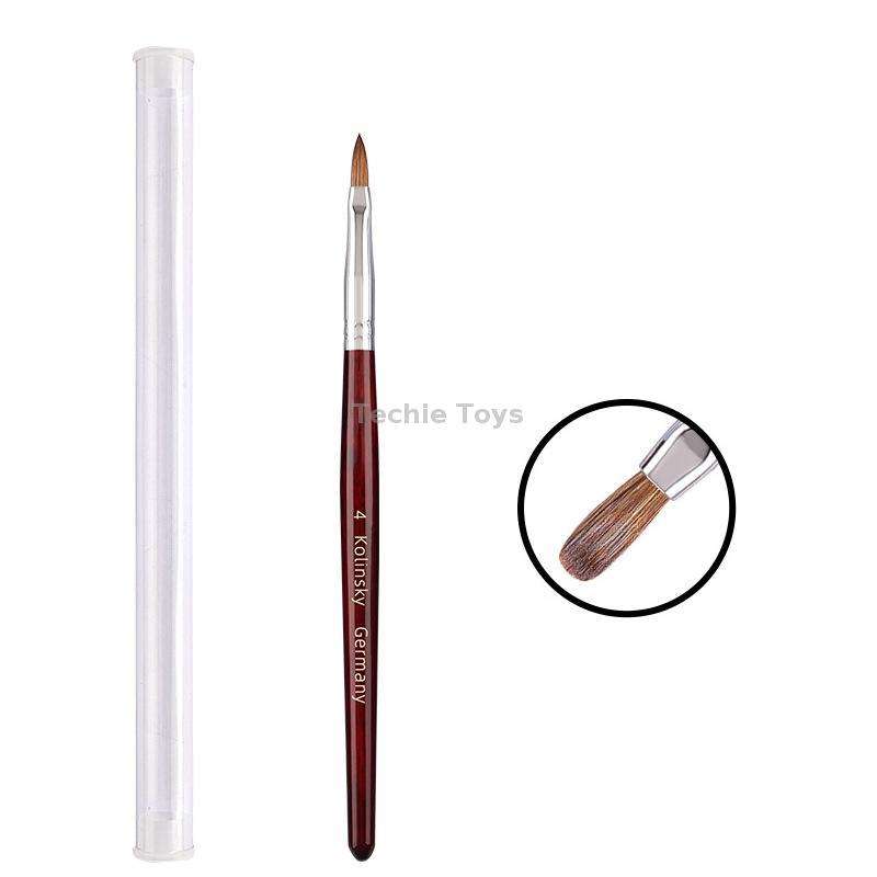 Red Wood Handle Kolinsky Hair Nail Art Brush No. 4