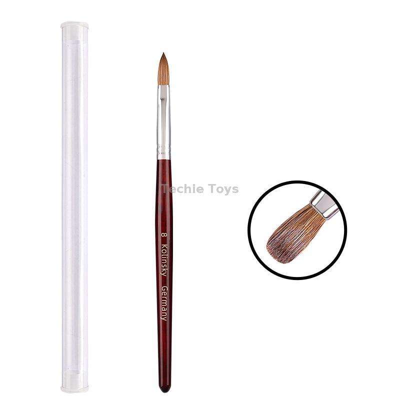 Red Wood Handle Kolinsky Hair Nail Art Brush No. 8