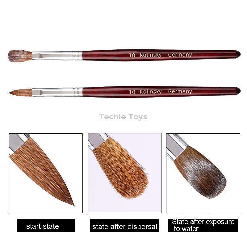 Red Wood Handle Kolinsky Hair Nail Art Brush No. 8