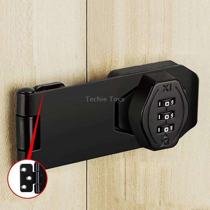 Screw Installation Cabinet Door Combination Lock Anti-Theft Drawer Lock, Style: Three Hole 4 inch Bl