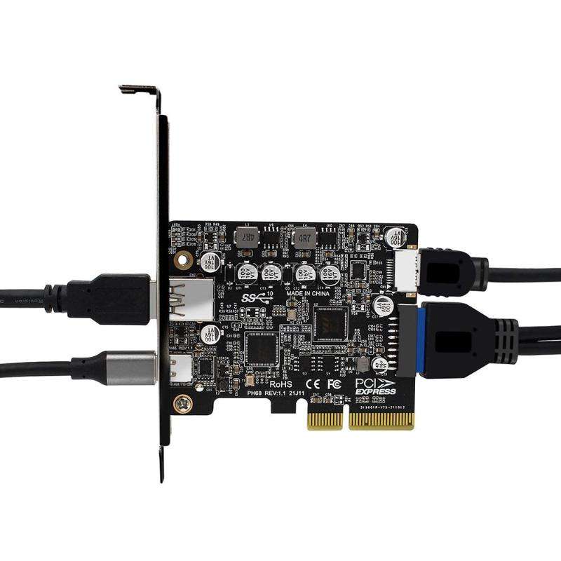 PCIE 3.0 To USB 3.2 Extension Card Type-C Port Front Type-E Expansion Riser Card(PH68)