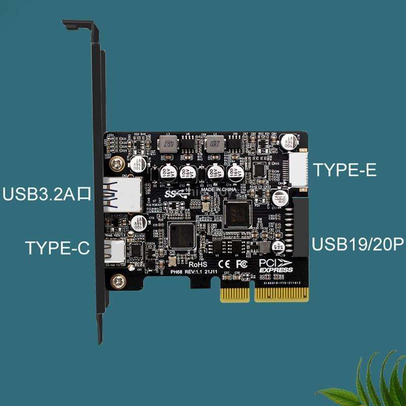 PCIE 3.0 To USB 3.2 Extension Card Type-C Port Front Type-E Expansion Riser Card(PH68)