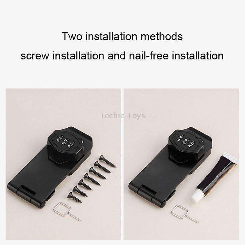 Stick Nail Dual Use Free Punch Cabinet Door Combination Lock Anti-Theft Drawer Lock, Style: Two Hole