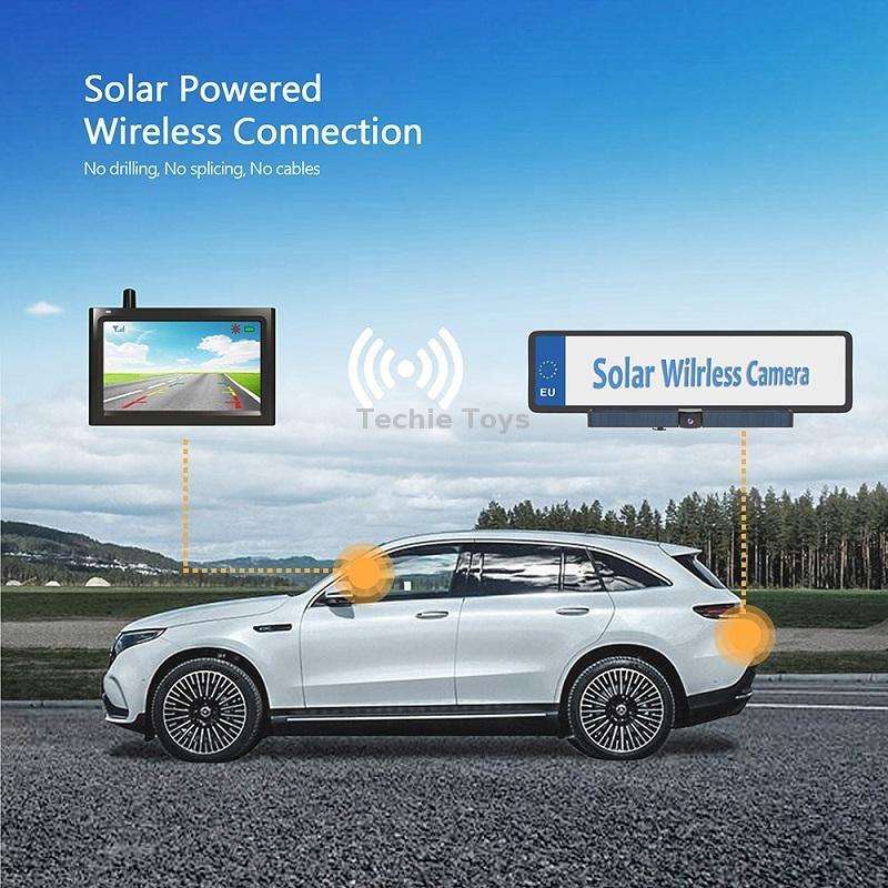 Solar Powered Rear View System Reversing Wireless Transmission Car Camera Display(RC01)