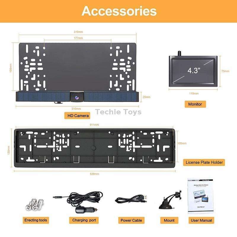 Solar Powered Rear View System Reversing Wireless Transmission Car Camera Display(RC01)
