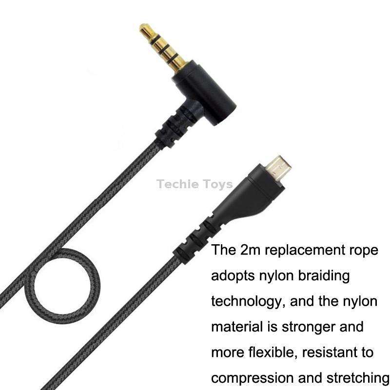 For SteelSeries Arctis 3 5 7 Pro Nylon Weaving Game Headset Cable(Black)
