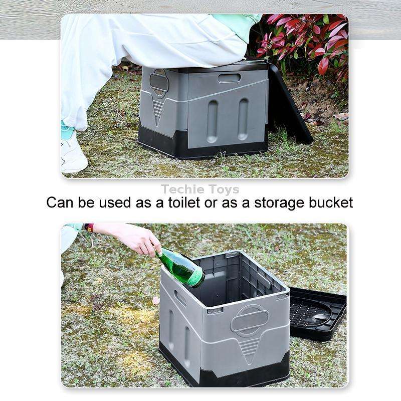 Car Folding Portable Toilet Outdoor Emergency Mobile Toilet(Army Green)