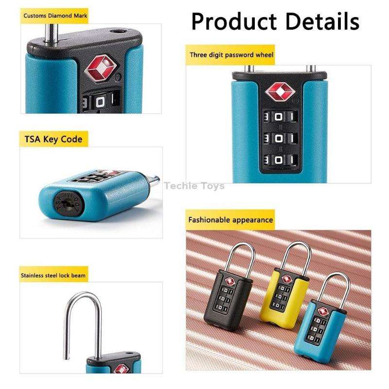 TSA Customs Code Lock Travel Luggage Lock Mini Contrast Color Design Combination Padlock(Purple Blue
