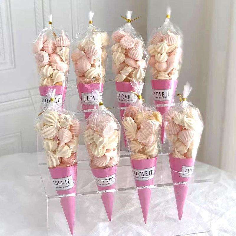 100pcs Disposable Ice Cream Paper Holder Sweet Crispy Tip Bottom Paper(Gold)