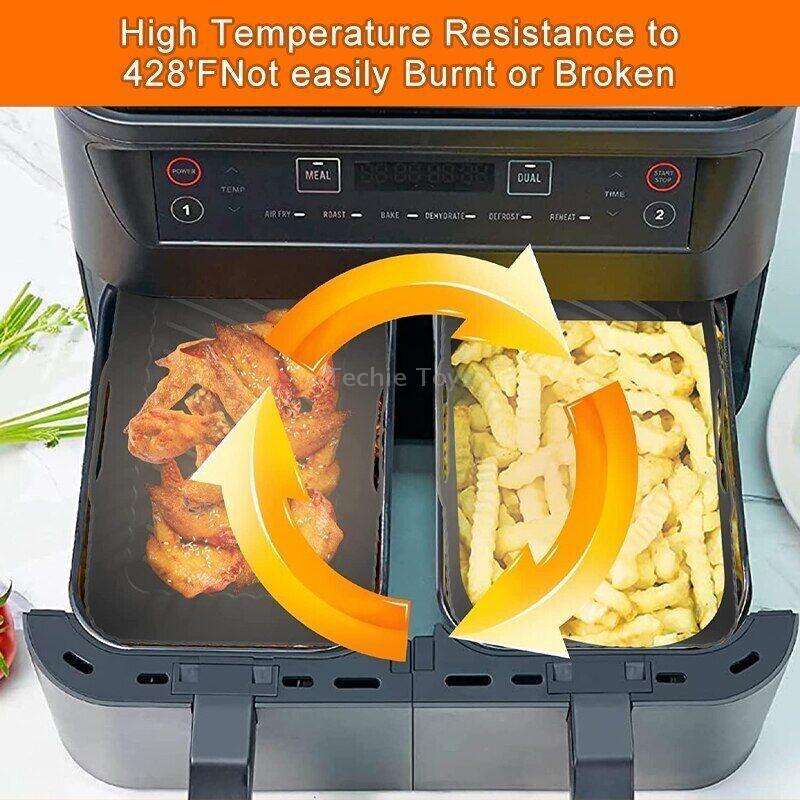 For Ninja DZ201 Air Fryer Silicone Mat Foldable Reusable Basket Tray(Black)