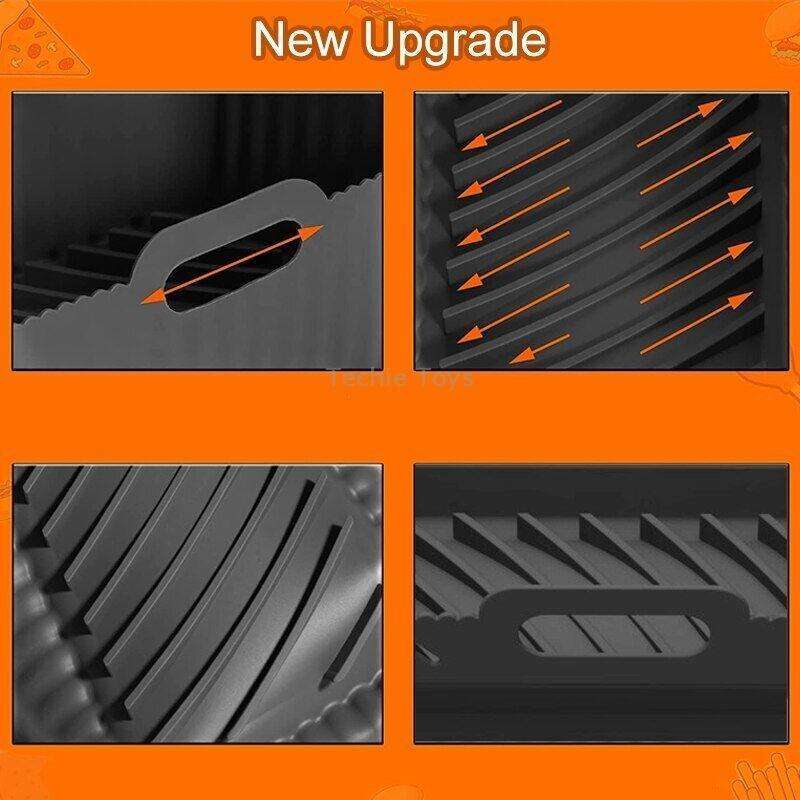 For Ninja DZ201 Air Fryer Silicone Mat Foldable Reusable Basket Tray(Black)