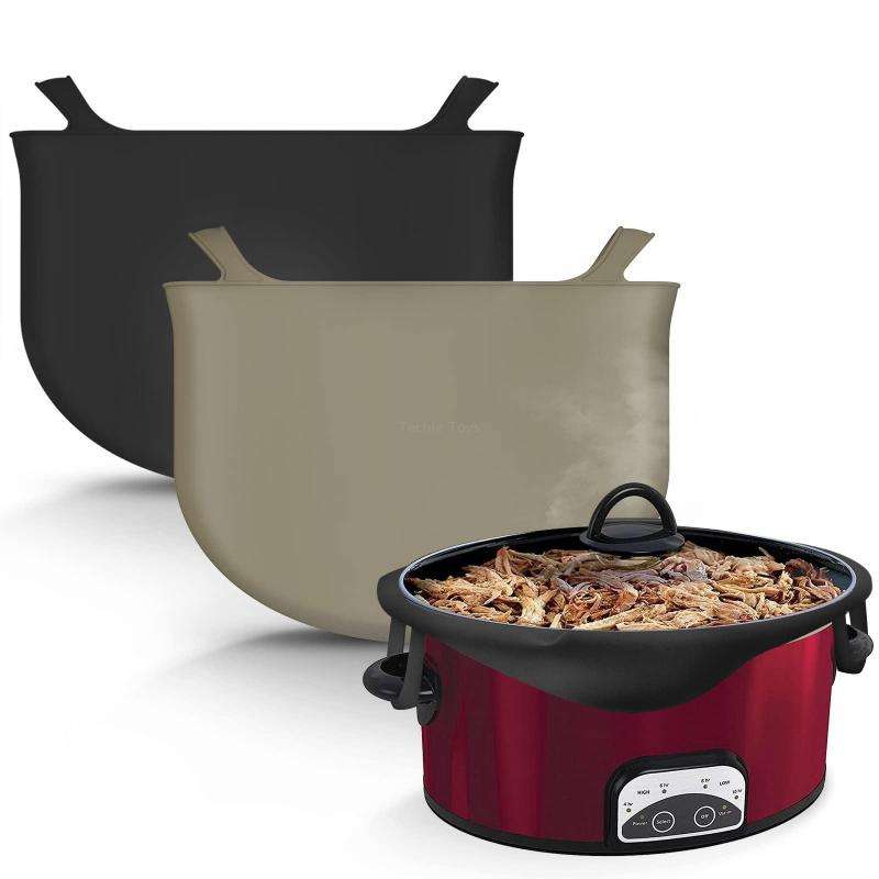 6QT Silicone Slow Cooke Liners Reusable Leakproof Crock Pot Liners(Black)