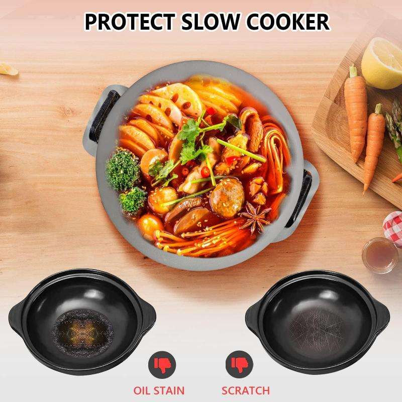 6QT Silicone Slow Cooke Liners Reusable Leakproof Crock Pot Liners(Black)