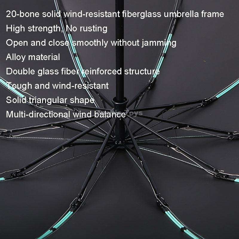 20 Bone Reverse Double Bone Automatic Folding Umbrella Sunshade Sun Umbrella(Blue)