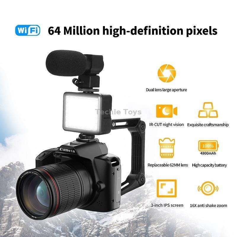 Dual-camera Night Vision 64 Million Pixel High-definition WIFI Digital Camera Standard+Light+Lens+Mi